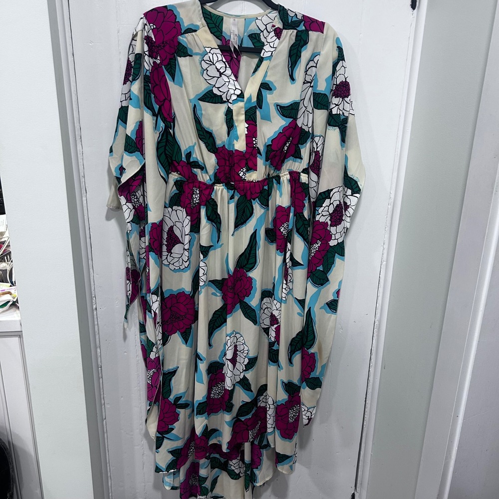 Melissa McCarthy Seven Floral High Low Maxi Dress Multi Color Size S